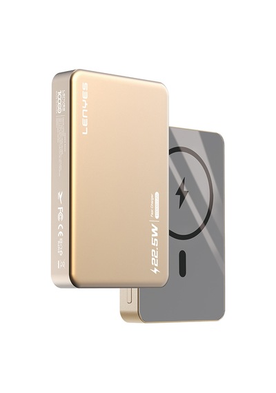 Lenyes PW119D PD 20 W 15 W 10.000mAh Ultra İnce Hızlı Şarj Özellikli Wireless Powerbank Gold