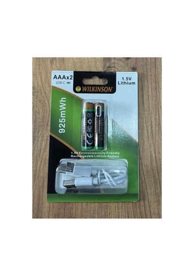 Şarjlı İnce Pil 1.5v Aaa Şarj Edilebilir Lityum Pil 925mwh Usb-c Girişli, 2 Li Paket Şarj Kablolu