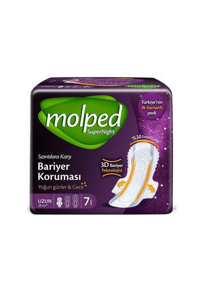 Molped Süper Night Hijyenik Ped Uzun 7'li