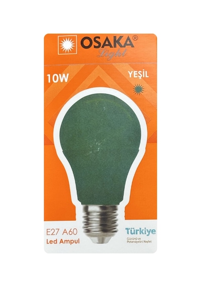 1 Adet Osaka 10w Yeşil Işık E27 Duylu Kalın Duy Led Ampul