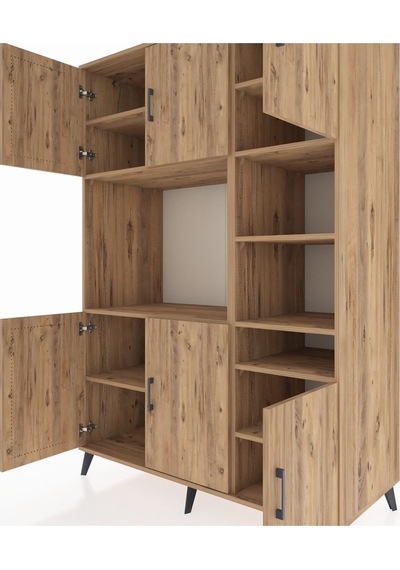 Kronos Dolap 10 Raflı 6 Kapaklı 132x59x195 Çam-çam/çam Çam
