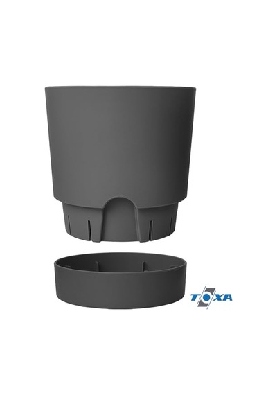 Begonya Saksı Tabaklı Drenajlı Mat Plastik Çiçek Saksısı 4 Adet, 9 Litre, 25cm, Gri