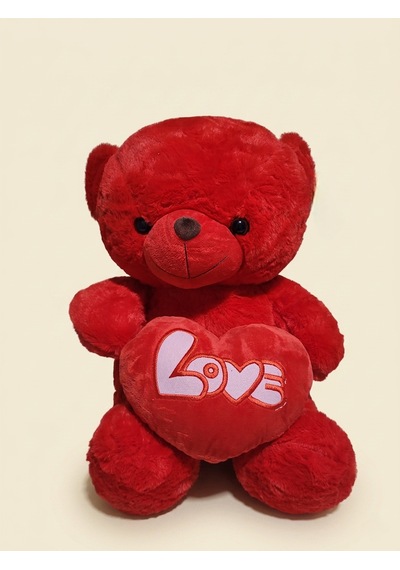 Love Kalpli Ayıcık Peluş 50 Cm Kırmızı