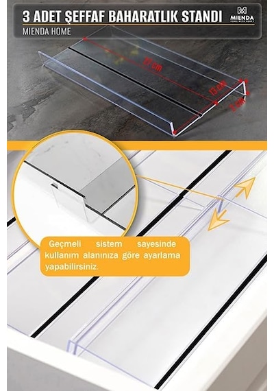 Şeffaf Pleksi Standlı 18'li Cam Baharatlık Seti, Gold Kapak Ve Etiketli Baharatlık Takımı Mh02gld18 Diğer