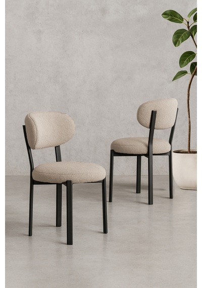 Renlife Yemek Masası Sandalyesi Sağlam Metal İskelet Modern Silinebilir Kumaş Sandalye 1 Adet Kapiçino