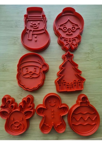 3d Baskı Yılbaşı Kurabiye Kalıbı Ve Damga Seti Noel Baba Ren Geyiği Kardan Adam Çam Ağacı Kırmızı Diğer