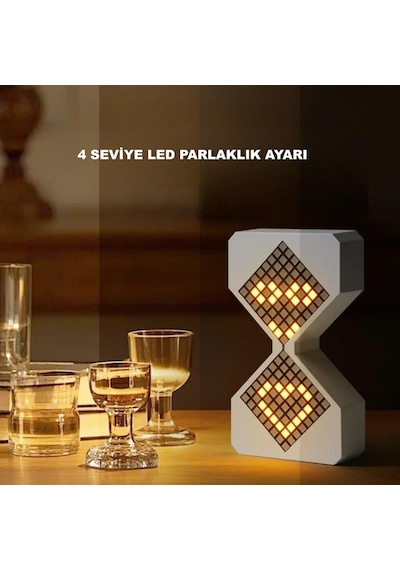 Hymark Modern Dijital Kum Saati Zamanlayıcı 1-30 Dk Şarjlı Pil Dekoratif Led Elektronik Saat Diğer