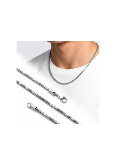 Beycen Aksesuar Spiral Erkek Çelik Kolye 3mm 55cm Gümüş Renk 3902eck038 Çok Renkli