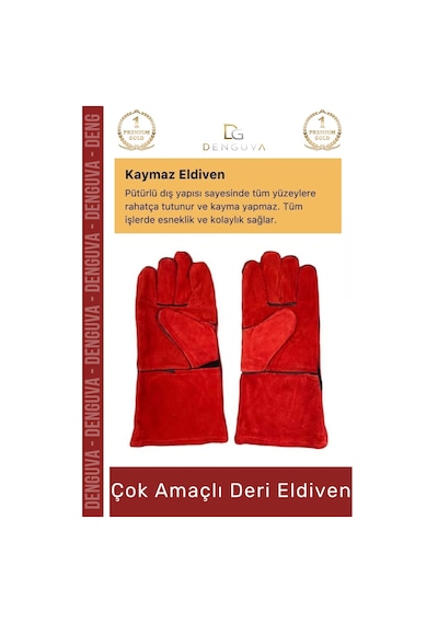 Yanmazeldiven Isıya Dayanıklı Yanmaz Su Geçirmez Ergonomik Standart Sanayi İş Çok Amaçlı Deri Eldiv