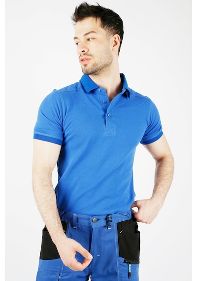 Uniprom Polo Yaka %100 Pamuk T Shirt Erkek Mavi Saks Mavi