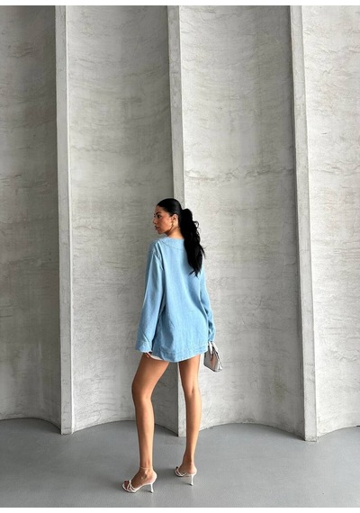 Zdnjeans Açık Mavi Salaş Tensel Kimono Ceket