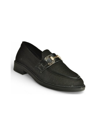Fox Shoes Y330722104 Siyah Triko Kumaş Toka Detaylı Günlük Kadın Ayakkabı Siyah