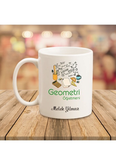 Kişiye Özel Geometri Öğretmeni Tasarımlı Kupa Bardak Beyaz