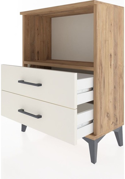 Arges Komodin Tek Raflı 2 Çekmeceli 60x30x80 Çam-aytaşı Atlas Çam