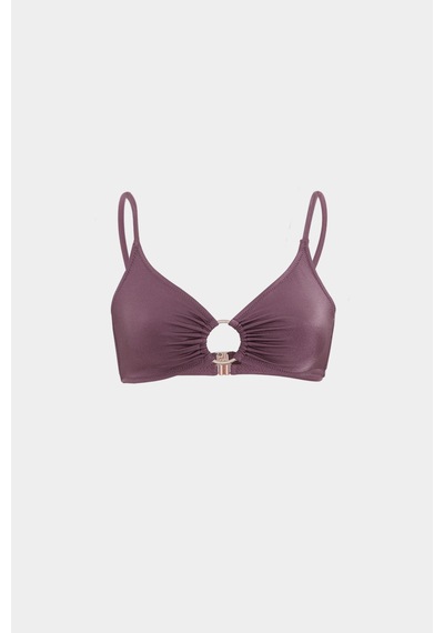 Açelyaokcu Premium Halka Detaylı Metıs Fit Kadın Bikini Üstü Mürdüm