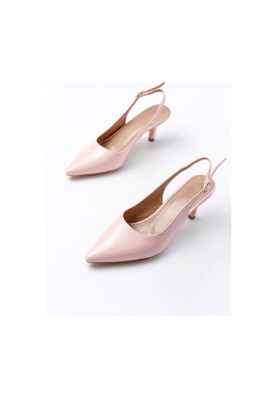 Terzi Bey St-1152 Pembe Rugan Günlük 7 Cm Topuklu Kadın Ayakkabı Pudra