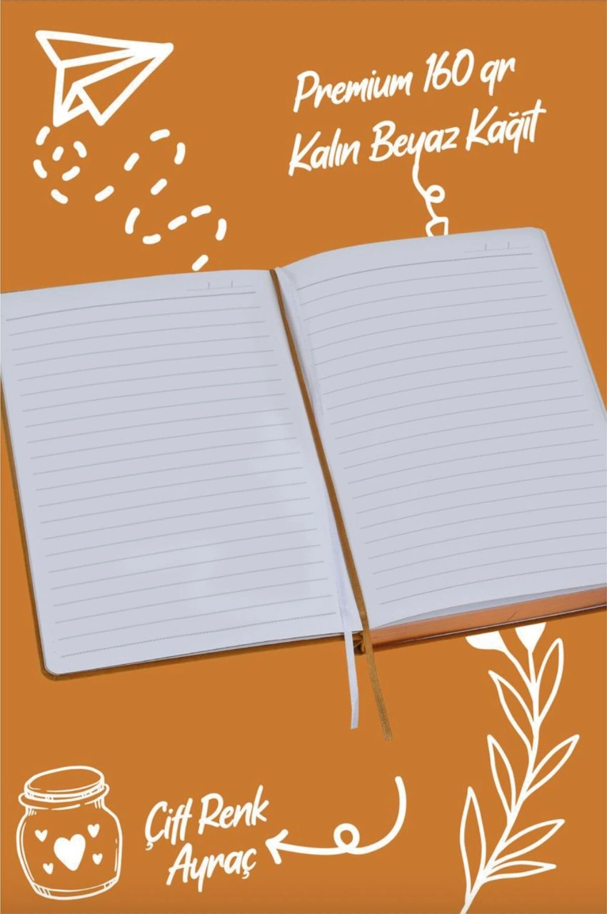 Bujo Süet Defter 96 Yaprak A5 160 Gr. Çizgili Turuncu