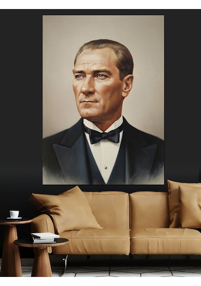Takım Elbiseli Atatürk Portresi Dekoratif Kanvas - Mdf Ahşap Tablo