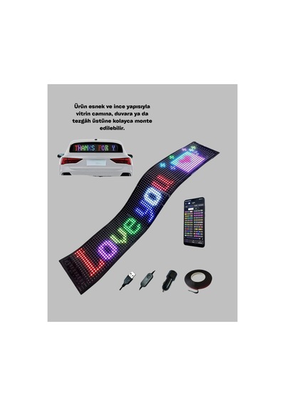Kayan Yazı Destekli Rgb Led Reklam Paneli Usb İle Kolay Kurulumlu Renk