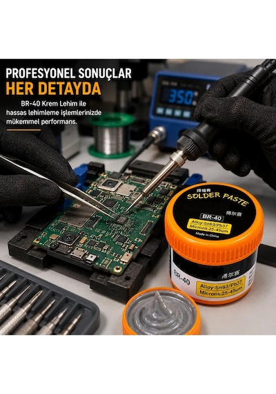 Sn63/pb37 Krem Lehim Pastası Lehim Macunu 25-45 Mikron Smd Bga Anakart Ve Entegre Tamiri