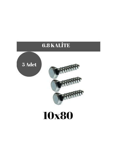 Trifon Vida 10x80 Mm Altı Köşe Anahtar Başlı Vida 5'li Paket 10 x 80 MM