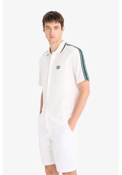 Defacto Relax Fit Polo Yaka Hafif Kumaş Baskılı Yazlık Kısa Kollu Gömlek F0200ax25smer105 Ekru