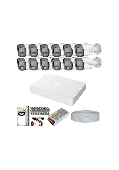 HIKVISION COLORVU GECE-KARANLIKTA 7/24 RENKLİ 12 KAMERALI SET 1TB