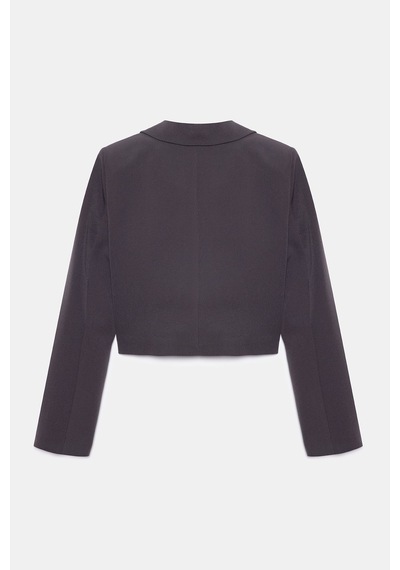 Saade Sââde Kadın Regular Fit Kruvaze Kapama Dokuma Crop Blazer Ceket -şık & Spor Acı Kahverengi