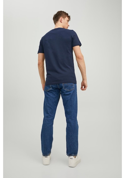 Jack & Jones Erkek Jprbluarchıe Baskı Detaylı T-Shirt 12217167 La Lacivert - Beyaz