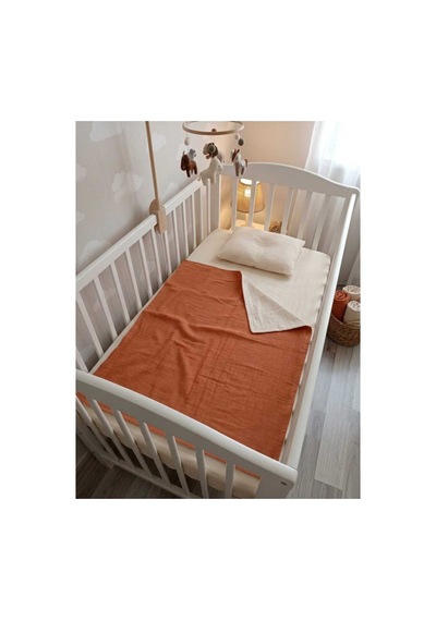 Müslin Bebek Nevresim Takımı Bej - Kiremit
