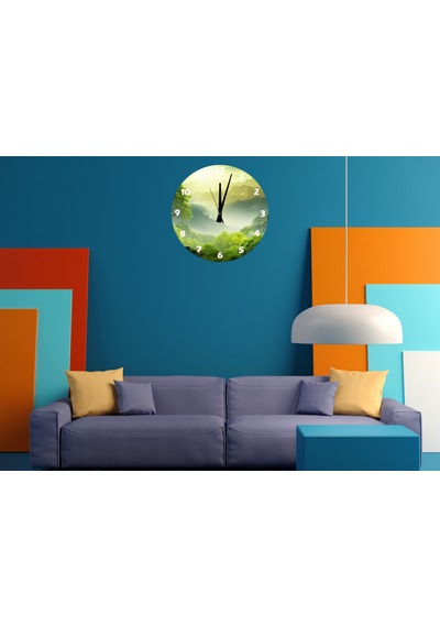 Ti-play Dağlar Ve Ormanlar 30x30cm Akrilik Dekoratif Modern Duvar Saati ÇOk Renkli