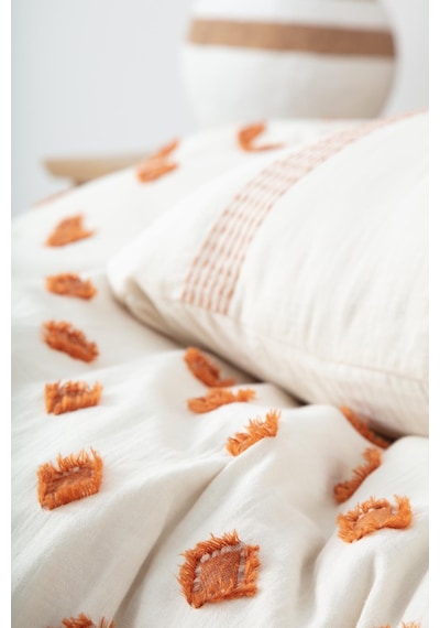 Ecocotton İmre Çift Kişilik Nevresim Takımı %100 Organik Pamuk Müslin Terra 200x220 Cm-1517 Terra