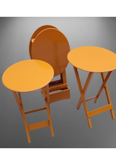Çanta Zigon Sehpa Oval Dörtlü Model Ahşap Mdf Hardal Renk Uyumu El Yapımı