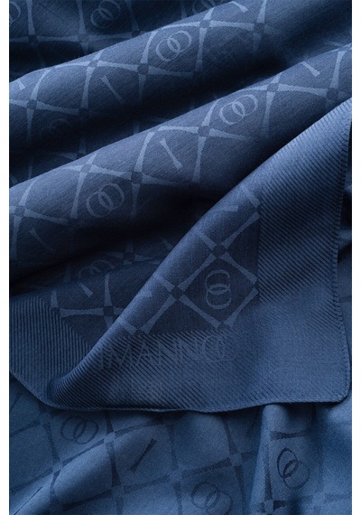İmannooor İman I Kafes Lacivert Tencel Pamuk İpek Şal 70x200