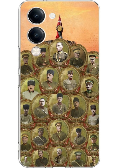 Vivo Y04 Uyumlu Atatürk Ve Kurtuluş Savaşı Komutanları Baskılı Silikon Kılıf Renkli