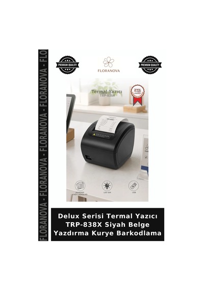 Delux Serisi Termal Yazıcı Trp-838x Siyah Belge Yazdırma Kurye Barkodlama