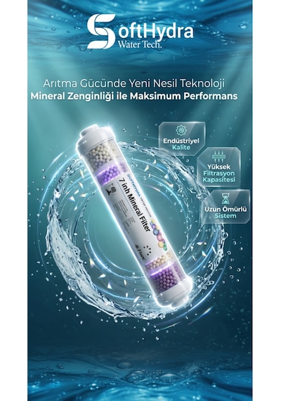 Soft Hydra 7 İnç Mineral Filtre - 7 Aşamalı Alkali Su Arıtma Filtresi Post In-line