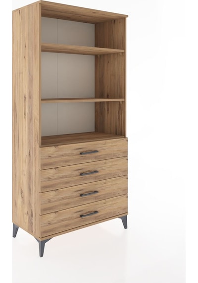 Hyperion Dolap 3 Raflı 4 Çekmeceli 88x44x182 Çam-çam Çam