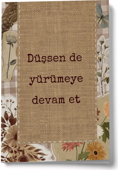Vintage Serisi 7 Düşsen De Yürümeye Devam Et A6 Çizgili Mini Defter Not Defteri Çok Renkli