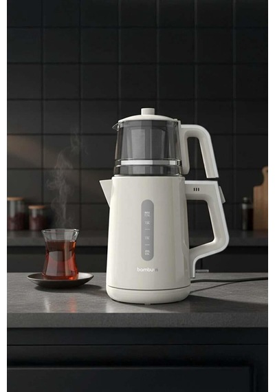 Cam Demlikli Çay Makinesi Krem Renk 1850 W
