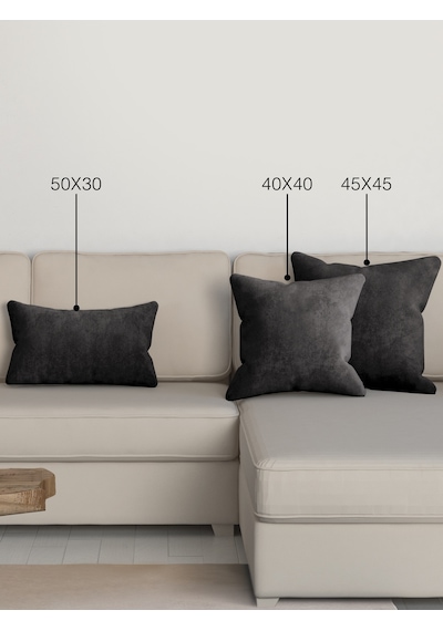 Home Daily Series Siyah Renk Kırlent Yastık Kılıfı Siyah