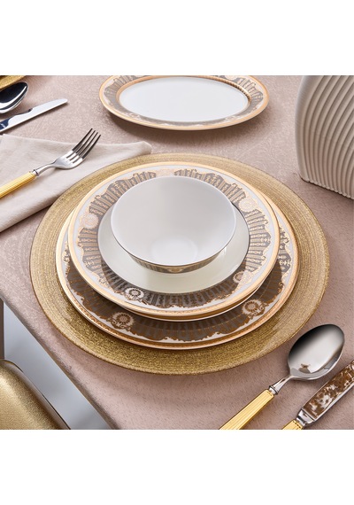 Evaliza The Queen Gold 60 Parça 12 Kişilik Yemek Takımı Renkli