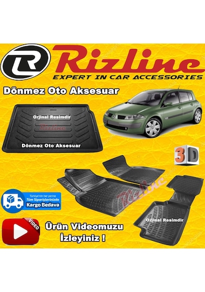 Megane 2 3D Paspas+Bagaj Havuzu Siyah Hb 2004-2010 Arası Rizline N11.27940