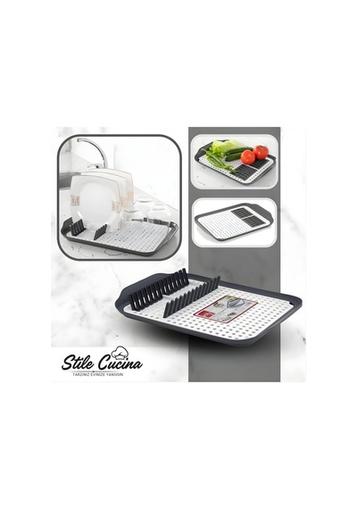 Stile Cucina Tezgah Üstü Kurutmalık Ve Kesim Panosu, Tabak Bardak Kurutucu, Mutfak Organizeri