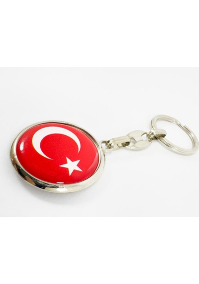 Türk Bayrağı Kırmızı Anahtarlık, Çift Taraflı Bombeli