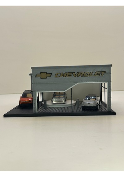 3d Baskı 1/64 Ölçekli Chevrolet Showroom Tasarımlı Diorama Araç Sergileme Garajı