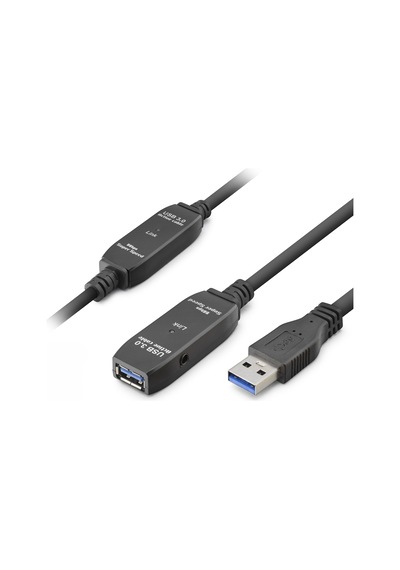 Büro Ev Ofis Cihazları İçin 10mt Siyah Usb3.0 Active Repeater Uzatma Kablosu