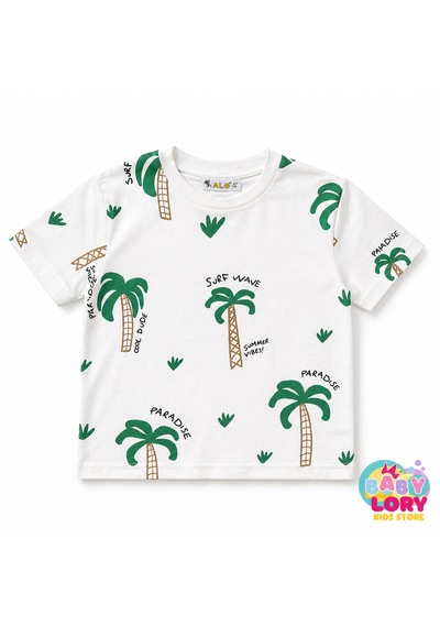 Baby Lory Kids Store Palmiye Baskılı T-shirt Beyaz