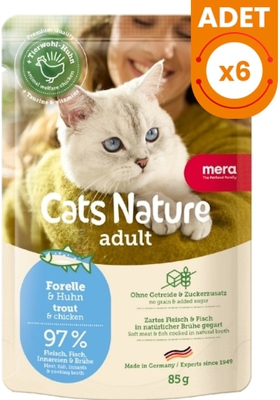 Mera Cats Nature Alabalıklı Pouch Yetişkin Konserve Kedi Maması 85 Gr 6 Adet