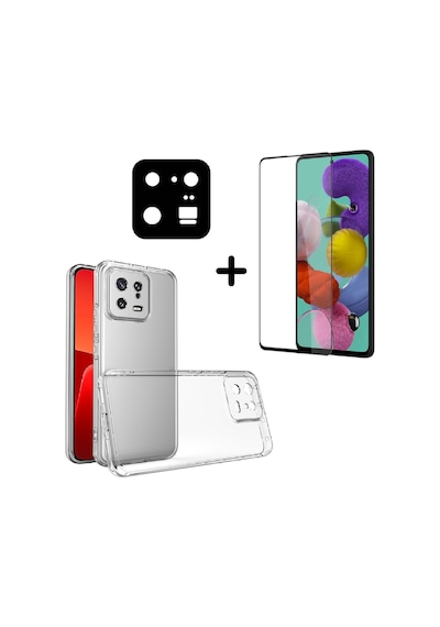 Xiaomi Mi 13 Pro İle Uyumlu Kılıf Şeffaf Temperli Kırılmaz Cam Ekran Ve Kamera Lens Koruyucu Seti